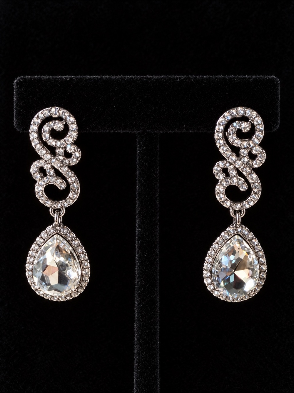 Swarovski Clear Crystal Teardrop and Pavé Drop Earrings